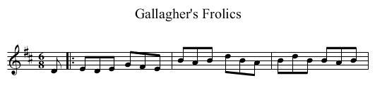 Gallagher's Frolics - staff notation