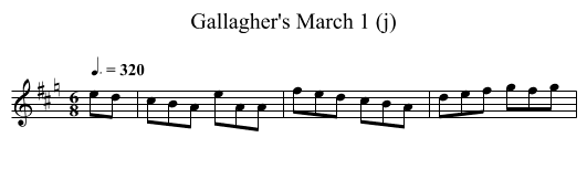 Gallagher's March 1 (j) - staff notation