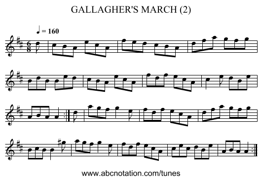 GALLAGHER'S MARCH (2) - staff notation