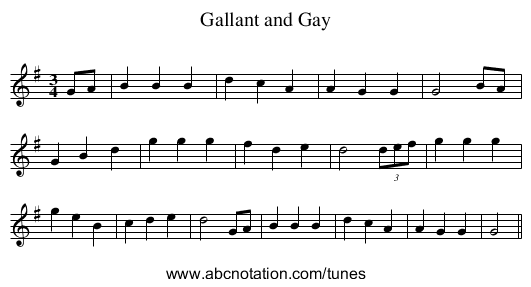 Gallant and Gay - staff notation