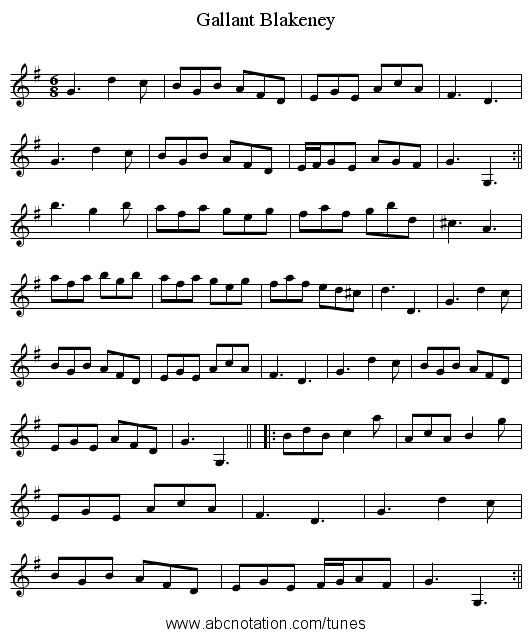 Gallant Blakeney - staff notation