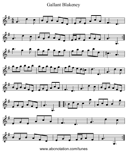 Gallant Blakeney - staff notation