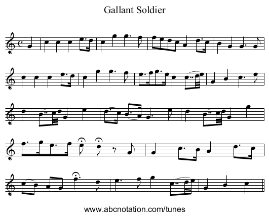Gallant Soldier - staff notation