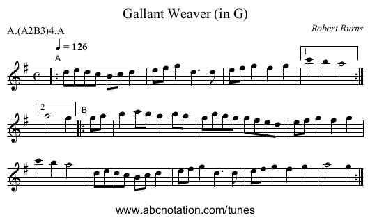 Gallant Weaver (in G) - staff notation