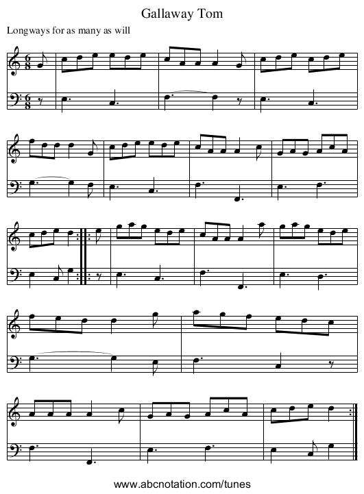 Gallaway Tom - staff notation