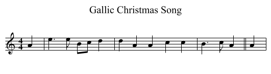 Gallic Christmas Song - staff notation