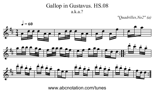 Gallop in Gustavus. HS.08 - staff notation