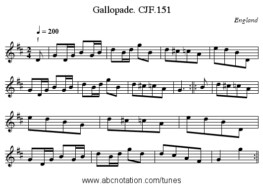 Gallopade. CJF.151 - staff notation