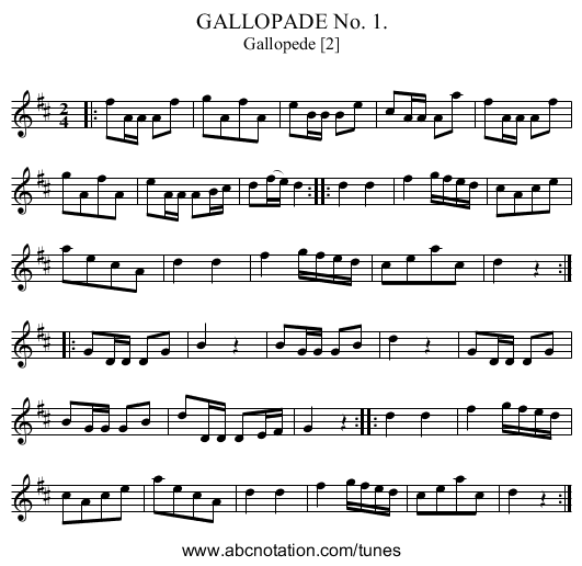 GALLOPADE No. 1. - staff notation