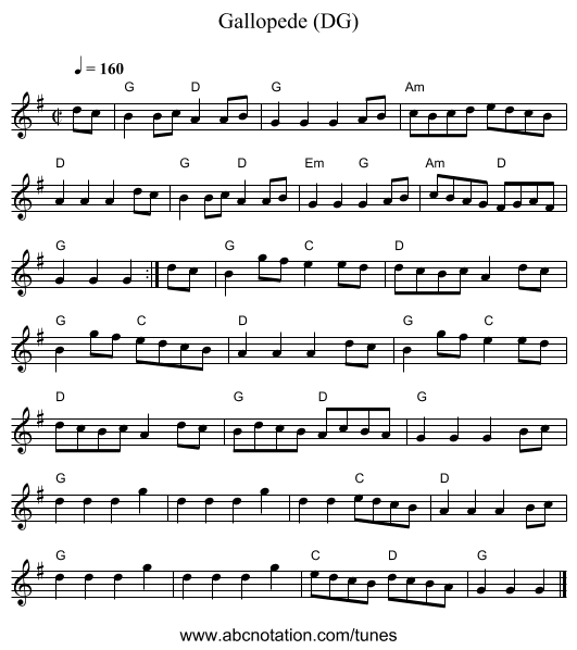 Gallopede (DG) - staff notation