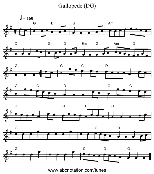 Gallopede (DG) - staff notation