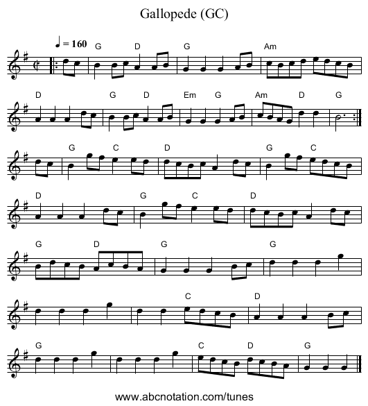 Gallopede (GC) - staff notation