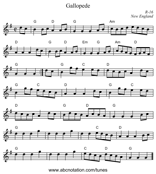 Gallopede - staff notation