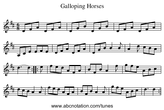 Galloping Horses - staff notation