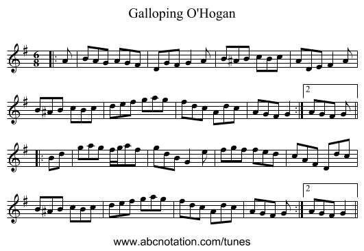 Galloping O'Hogan - staff notation