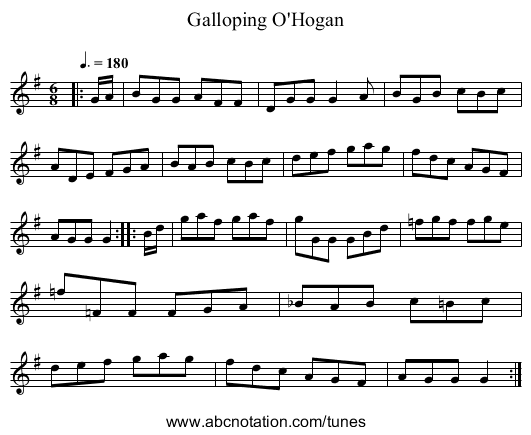 Galloping O'Hogan - staff notation