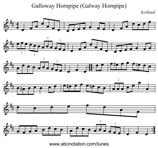 Galloway Hornpipe (Galway Hornpipe) - staff notation