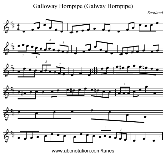 Galloway Hornpipe (Galway Hornpipe) - staff notation