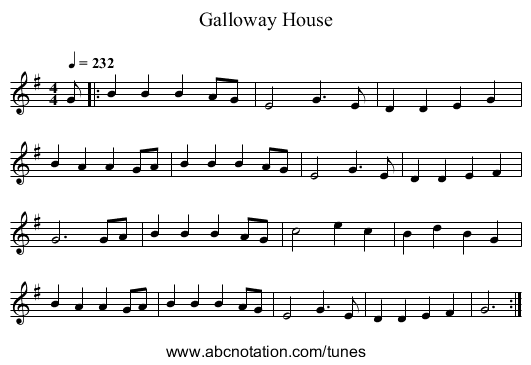 Galloway House - staff notation
