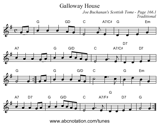 Galloway House - staff notation