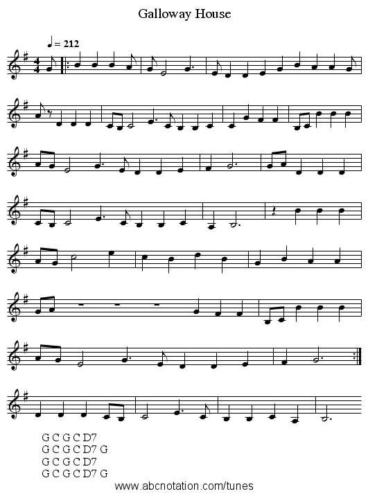 Galloway House - staff notation