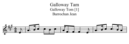 Galloway Tam - staff notation