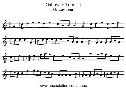 Galloway Tom [1] - staff notation