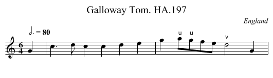 Galloway Tom. HA.197 - staff notation
