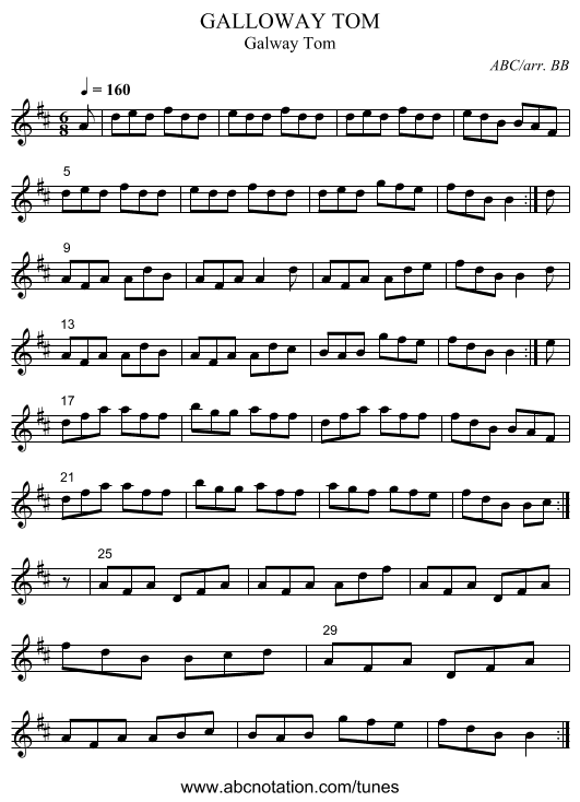 GALLOWAY TOM - staff notation