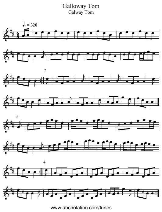 Galloway Tom - staff notation