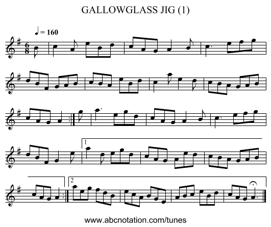GALLOWGLASS JIG (1) - staff notation