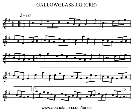 GALLOWGLASS JIG (CRE) - staff notation
