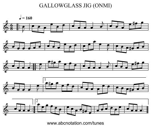 GALLOWGLASS JIG (ONMI) - staff notation