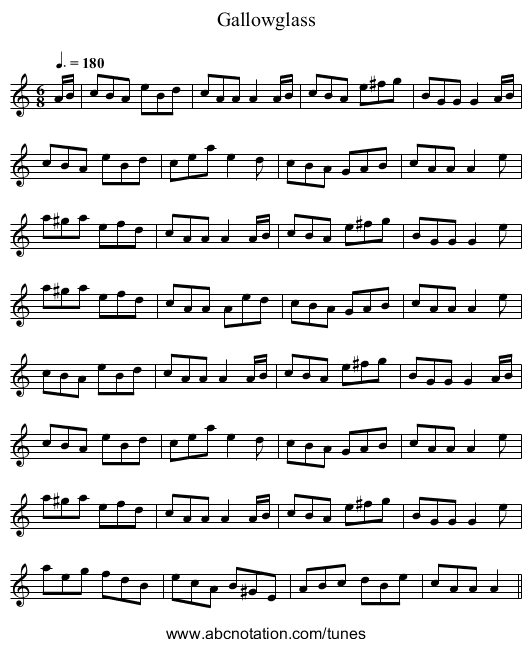 Gallowglass - staff notation