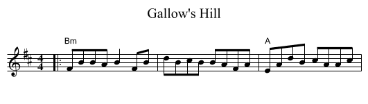 Gallow's Hill - staff notation