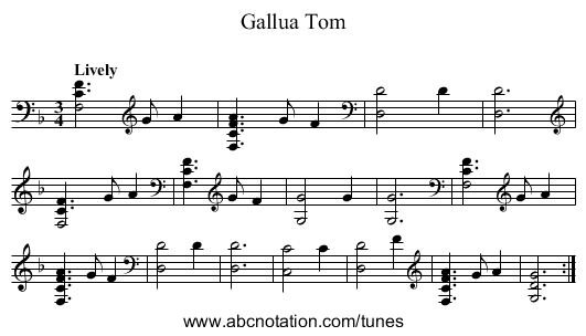 Gallua Tom - staff notation