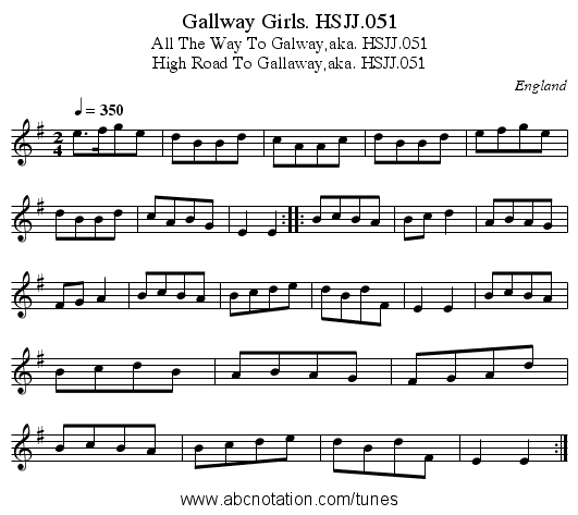 Gallway Girls. HSJJ.051 - staff notation