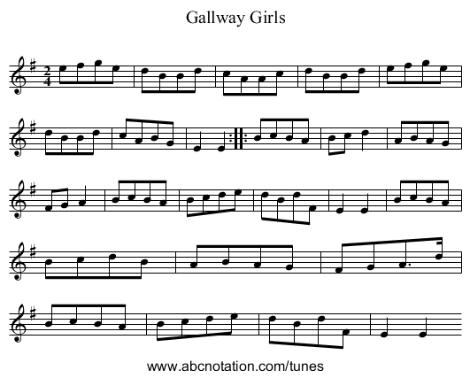 Gallway Girls - staff notation