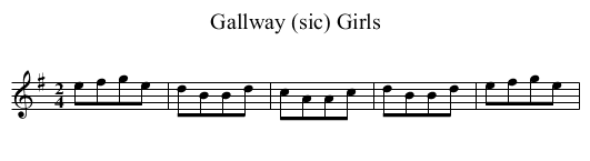 Gallway (sic) Girls - staff notation