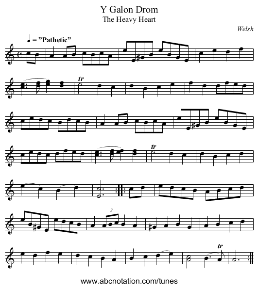 Galon Drom, Y - staff notation