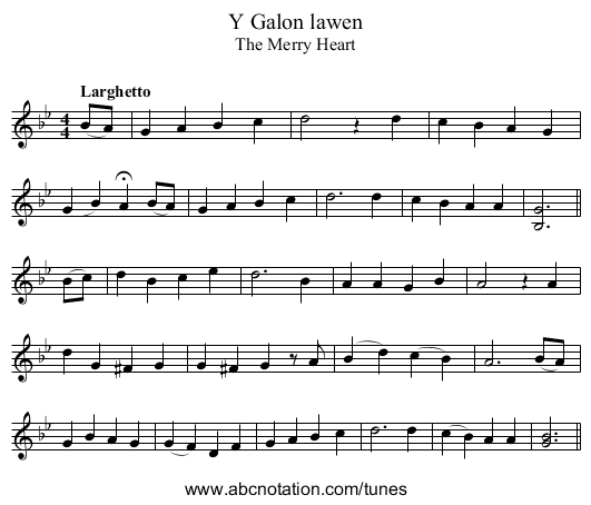 Galon lawen, Y - staff notation