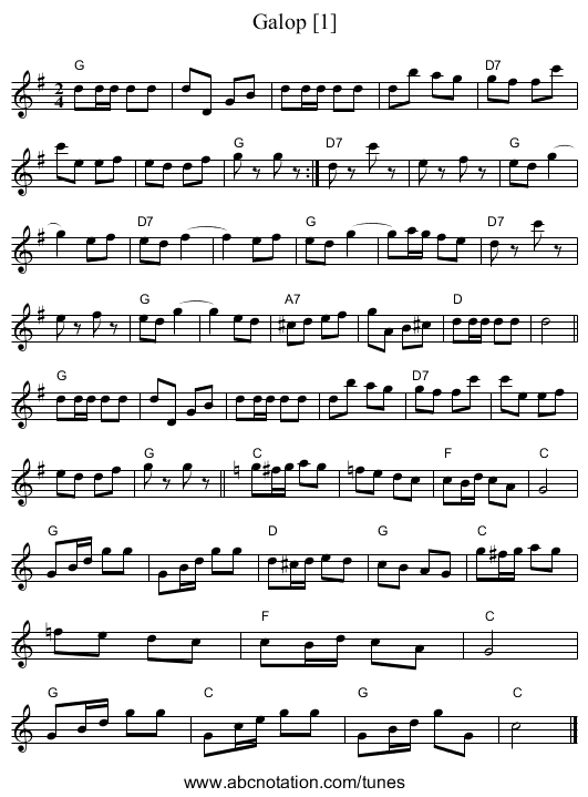Galop [1] - staff notation