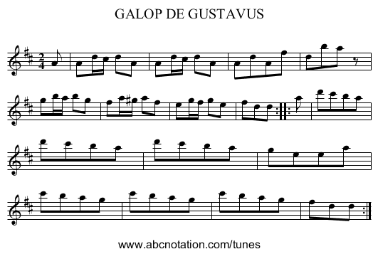 GALOP DE GUSTAVUS - staff notation