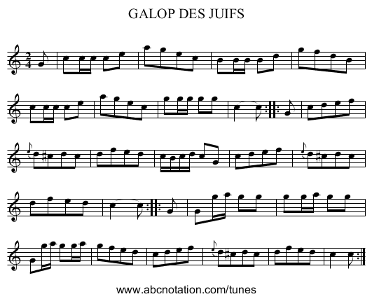 GALOP DES JUIFS - staff notation
