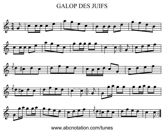 GALOP DES JUIFS - staff notation