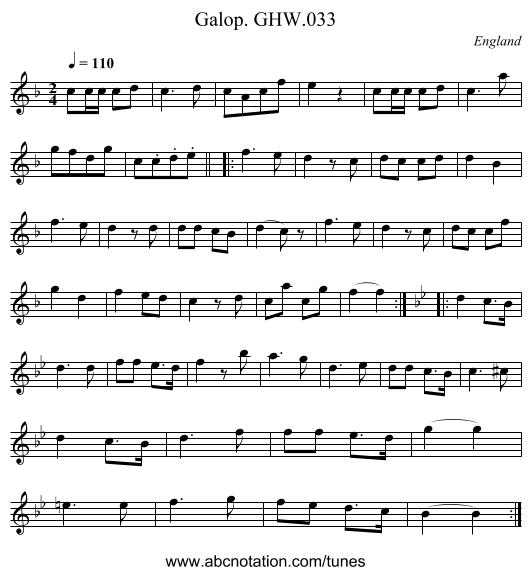 Galop. GHW.033 - staff notation