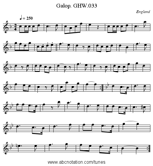 Galop. GHW.033 - staff notation