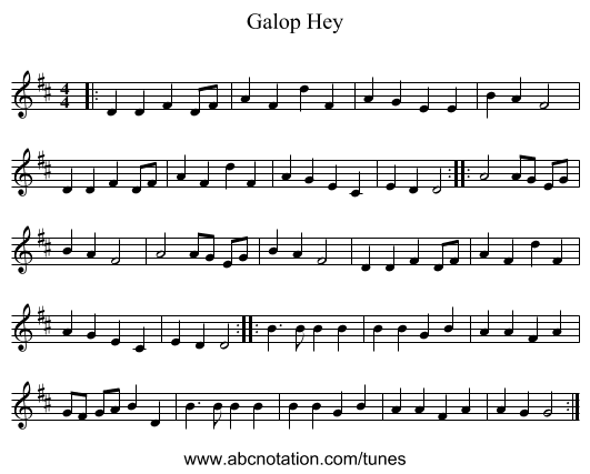 Galop Hey - staff notation