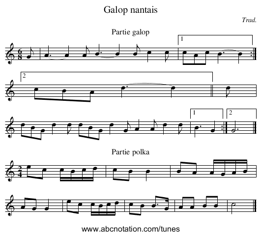 Galop nantais - staff notation