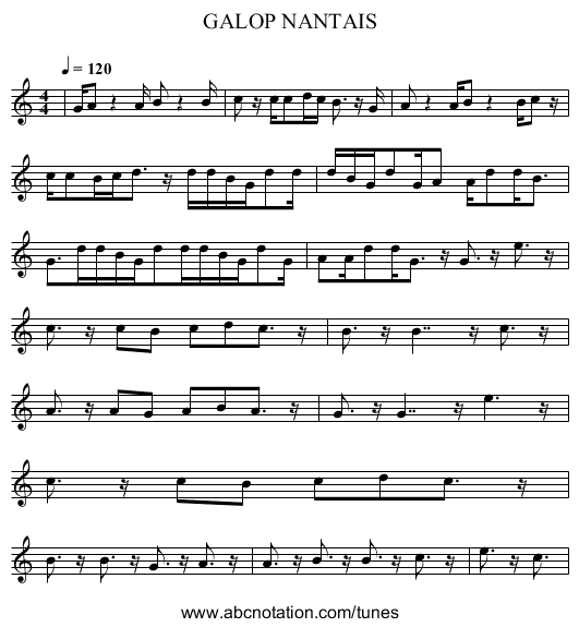 GALOP NANTAIS - staff notation